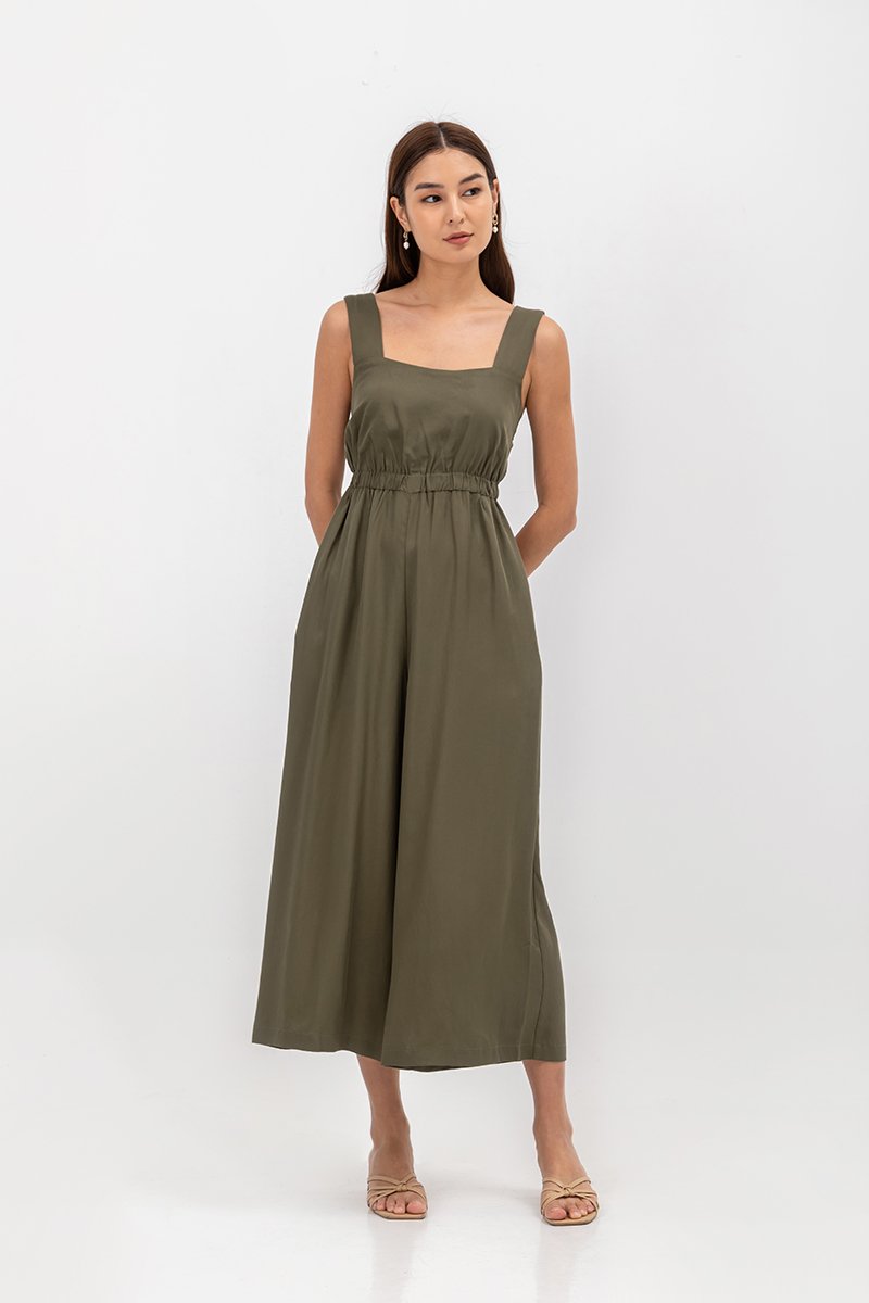 TYRA TENCEL ELASTIC WAISTBAND JUMPSUIT 