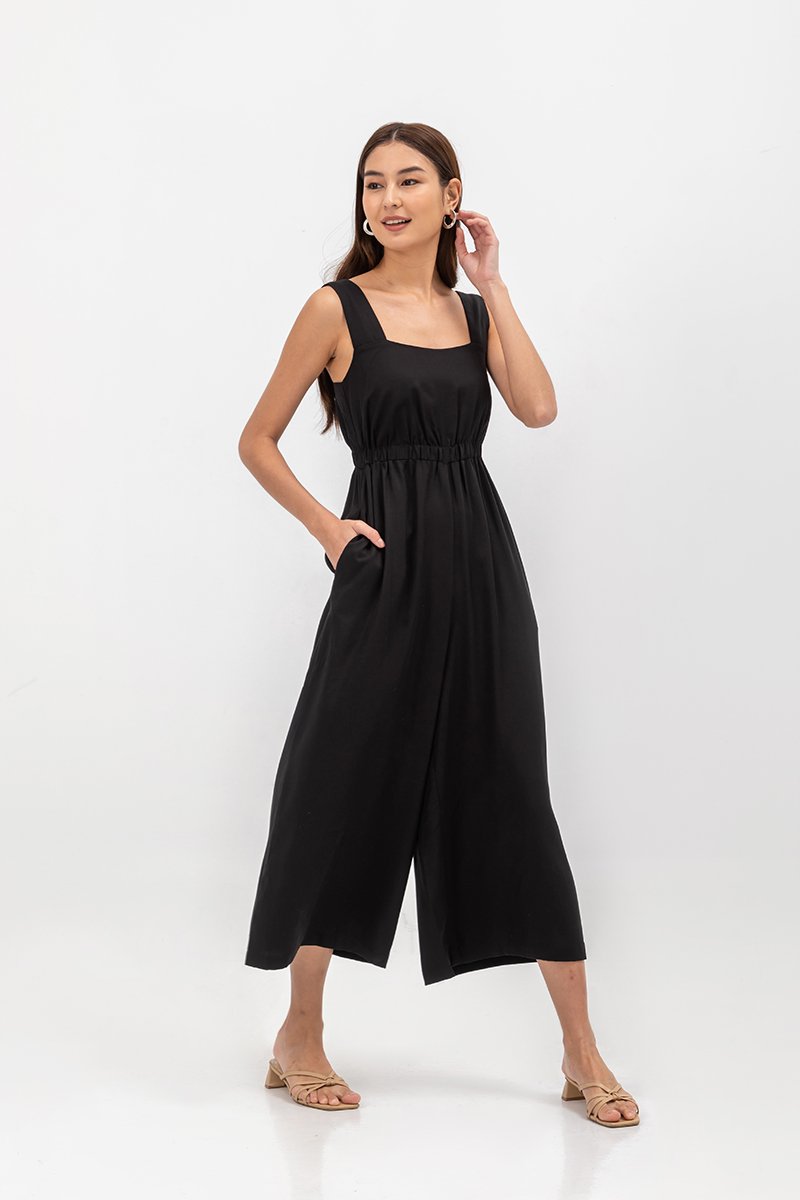 TYRA TENCEL ELASTIC WAISTBAND JUMPSUIT 