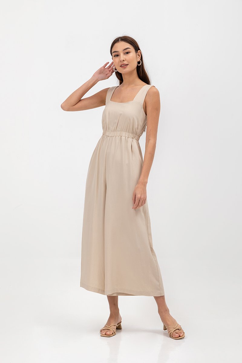 TYRA TENCEL ELASTIC WAISTBAND JUMPSUIT 
