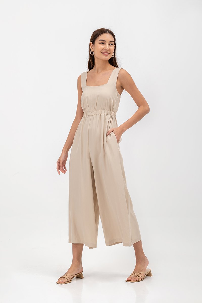 TYRA TENCEL ELASTIC WAISTBAND JUMPSUIT 