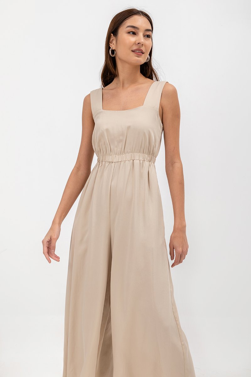 TYRA TENCEL ELASTIC WAISTBAND JUMPSUIT 
