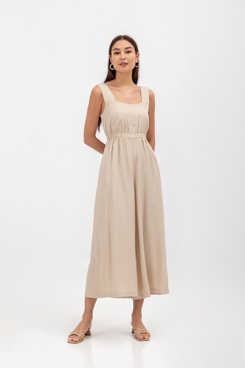 TYRA TENCEL ELASTIC WAISTBAND JUMPSUIT 