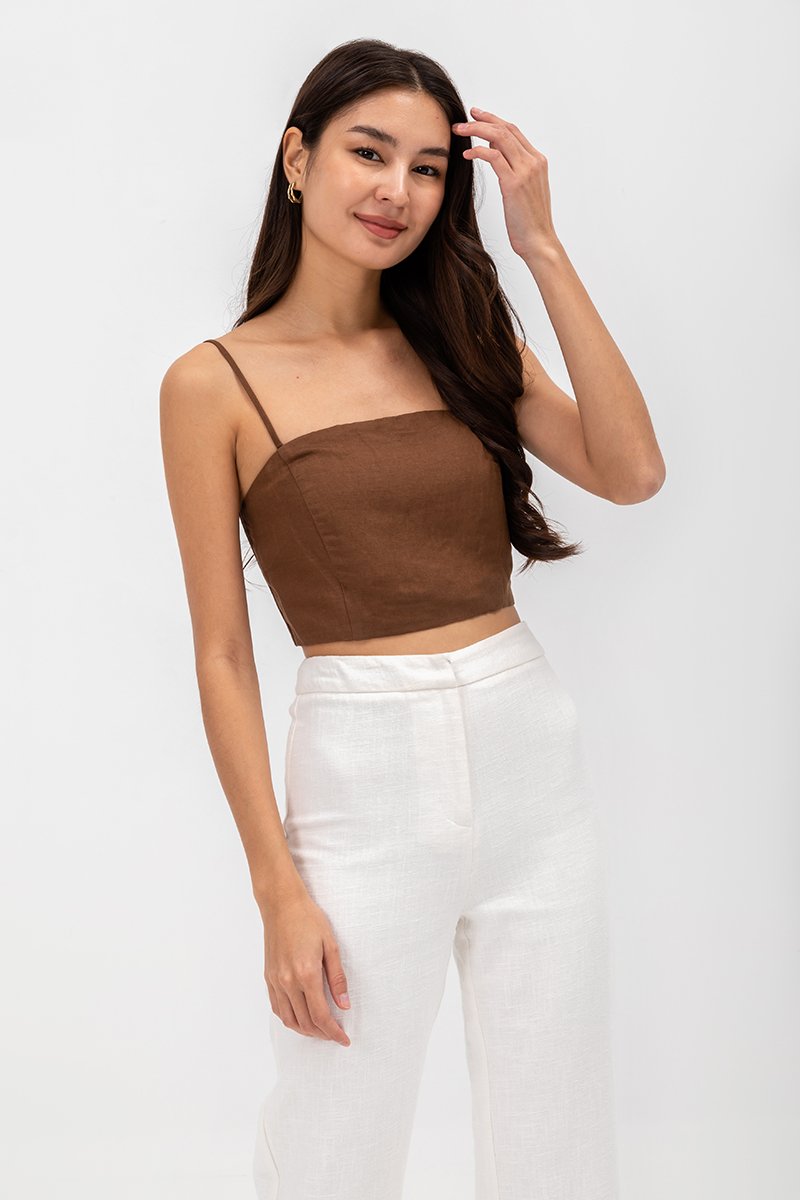 KYLIE LINEN CROPPED CAMISOLE