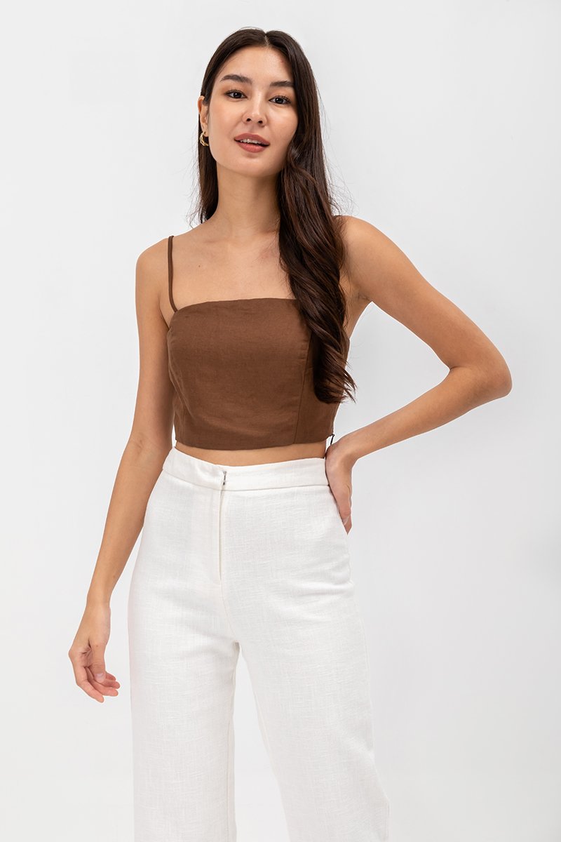 KYLIE LINEN CROPPED CAMISOLE