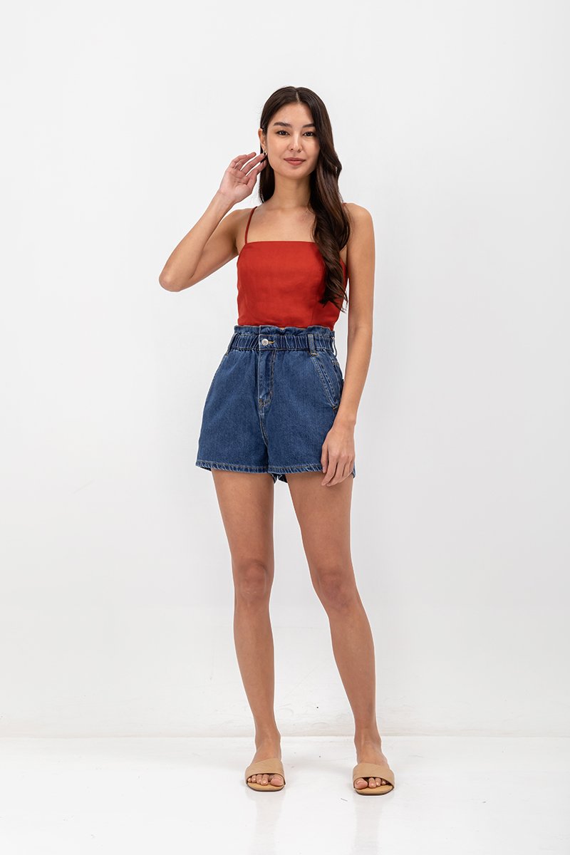 KYLIE LINEN CROPPED CAMISOLE