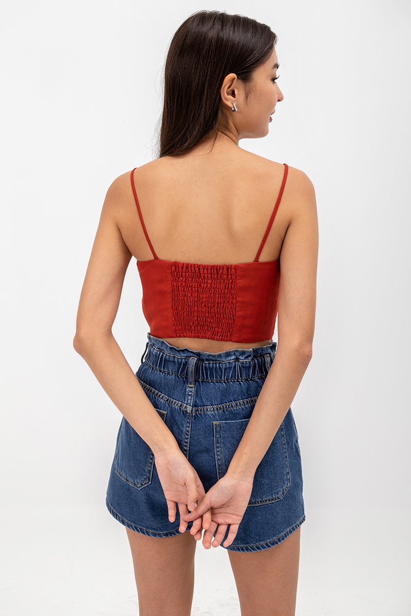 KYLIE LINEN CROPPED CAMISOLE
