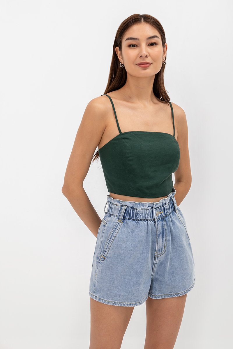 KYLIE LINEN CROPPED CAMISOLE
