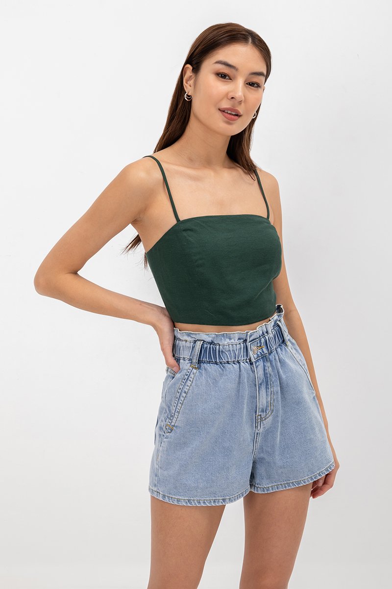 KYLIE LINEN CROPPED CAMISOLE