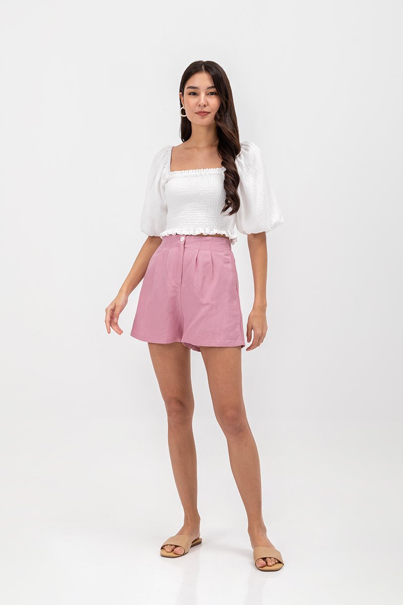 JULIANNE ELASTIC LINEN SHORTS
