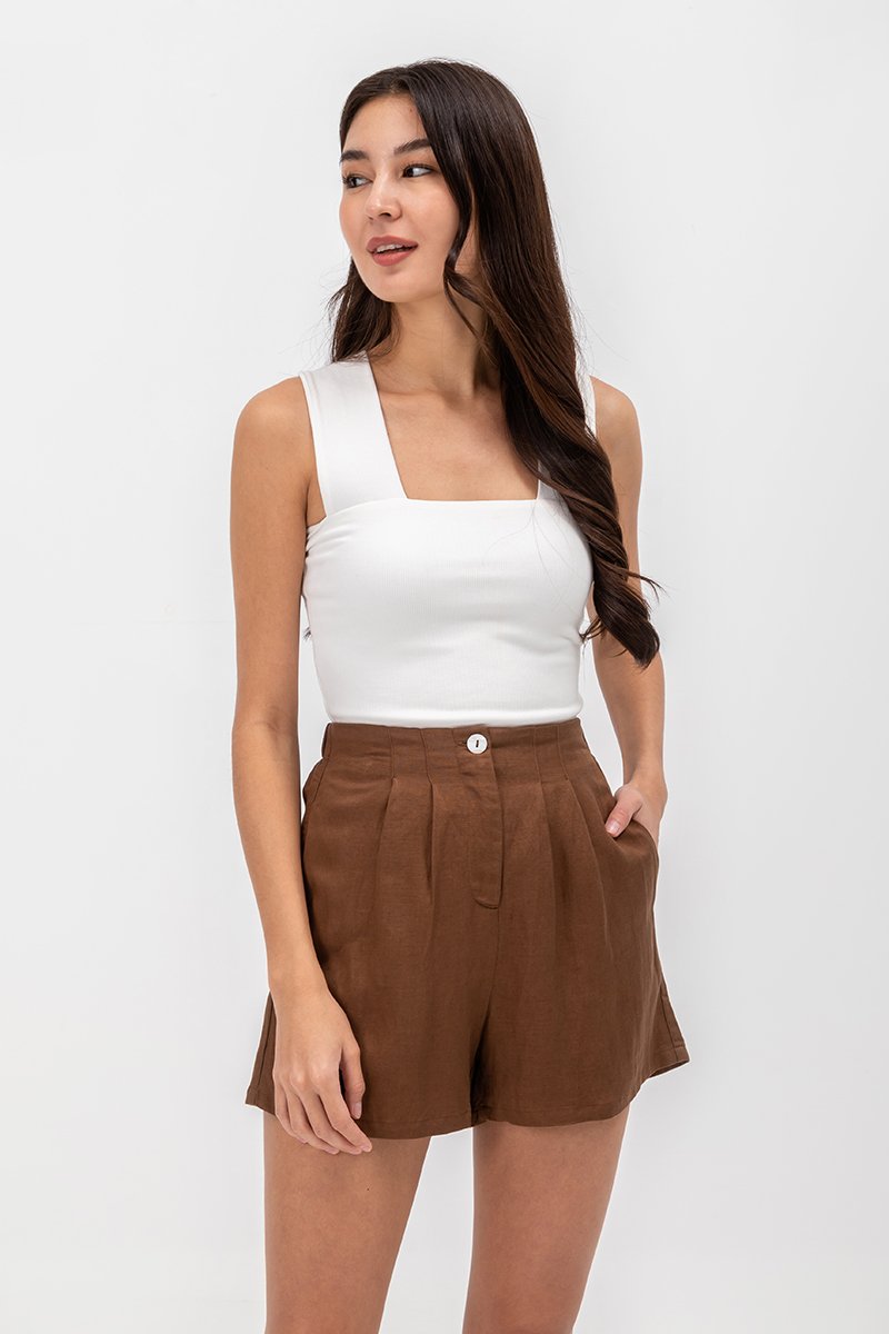 JULIANNE ELASTIC LINEN SHORTS