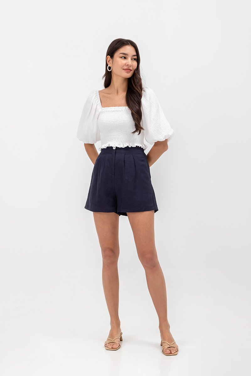 JULIANNE ELASTIC LINEN SHORTS