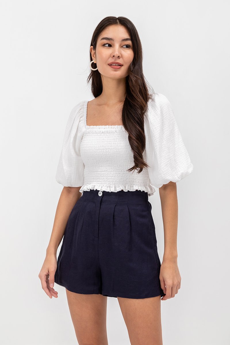 JULIANNE ELASTIC LINEN SHORTS