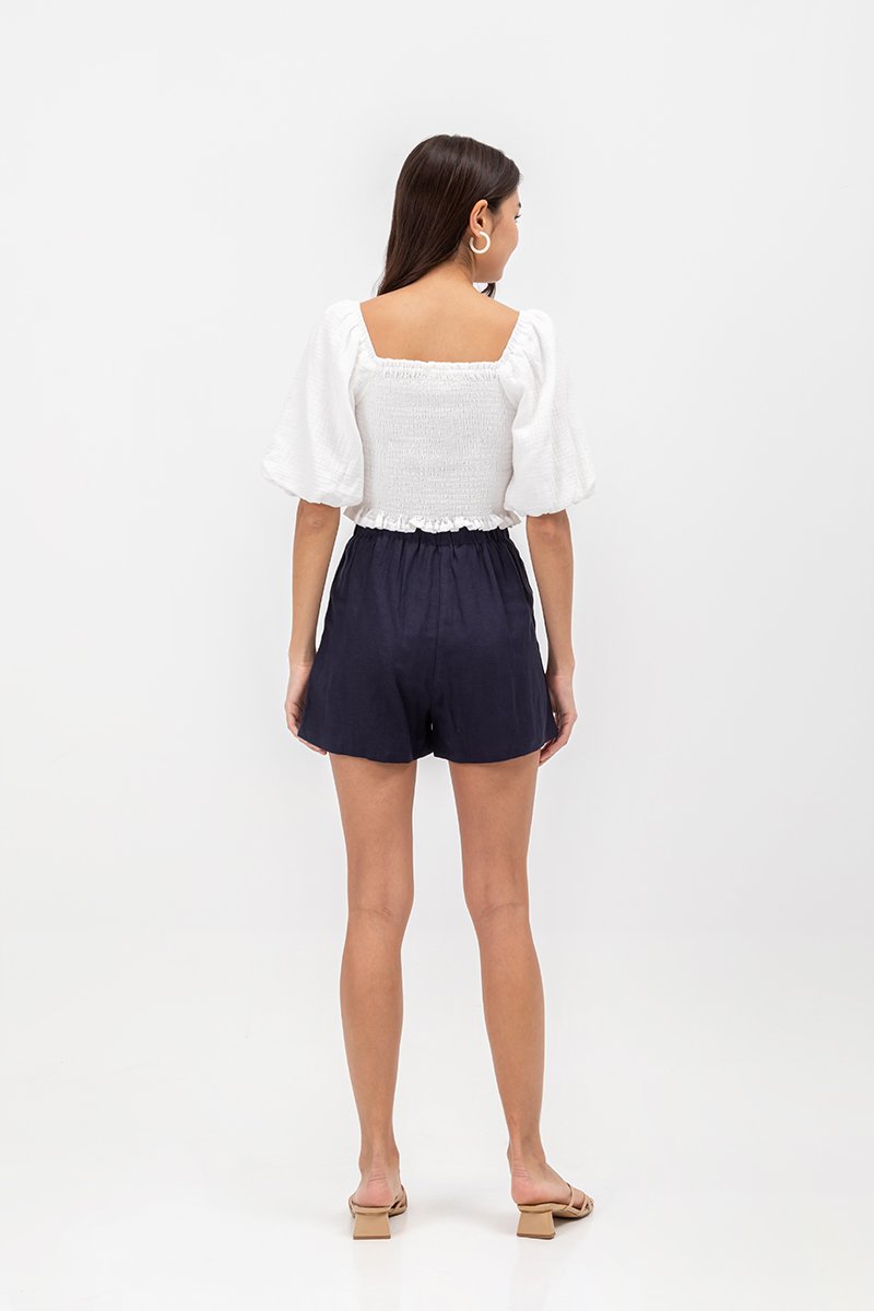 JULIANNE ELASTIC LINEN SHORTS