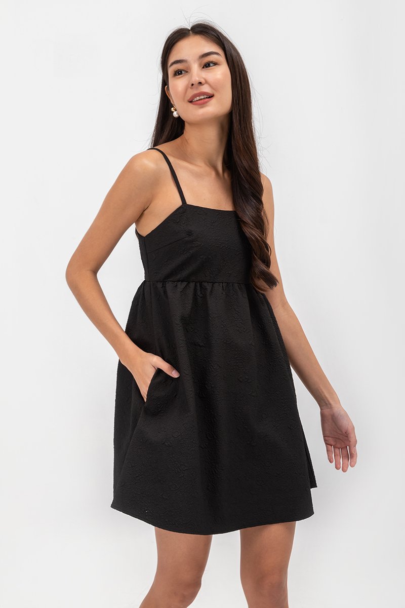 LANI TEXTURED FIT & FLARE MINI DRESS