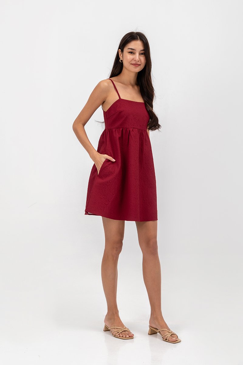 LANI TEXTURED FIT & FLARE MINI DRESS