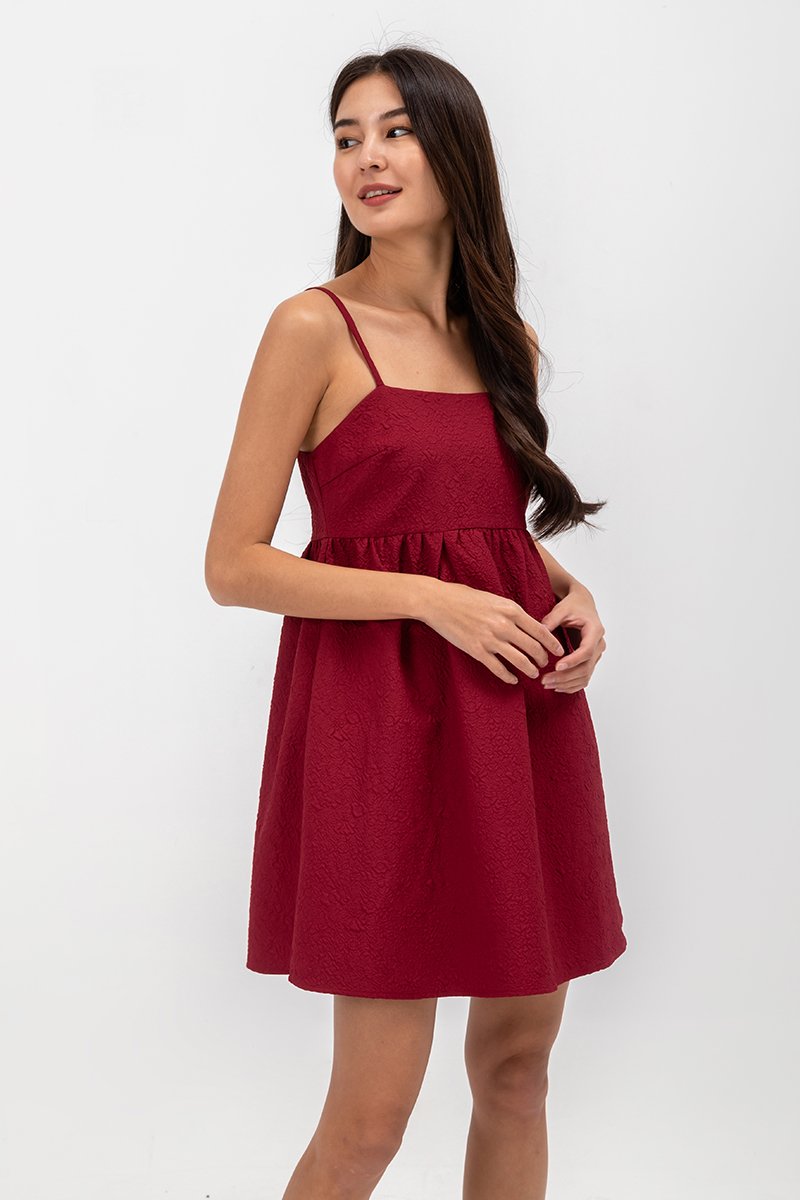 LANI TEXTURED FIT & FLARE MINI DRESS