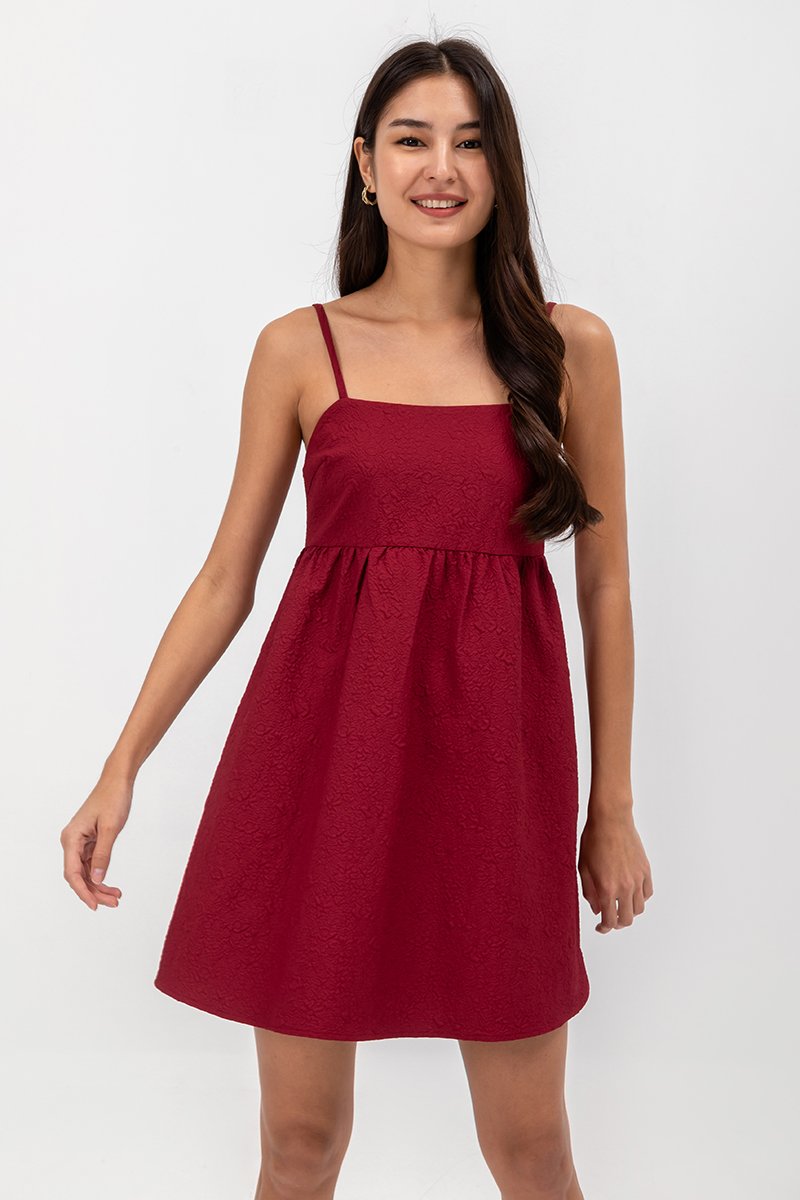 LANI TEXTURED FIT & FLARE MINI DRESS