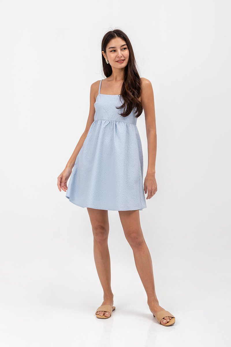 LANI TEXTURED FIT & FLARE MINI DRESS