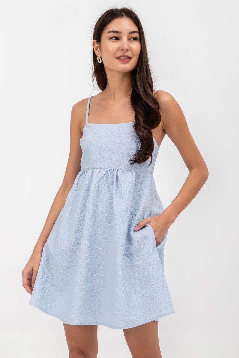 LANI TEXTURED FIT & FLARE MINI DRESS