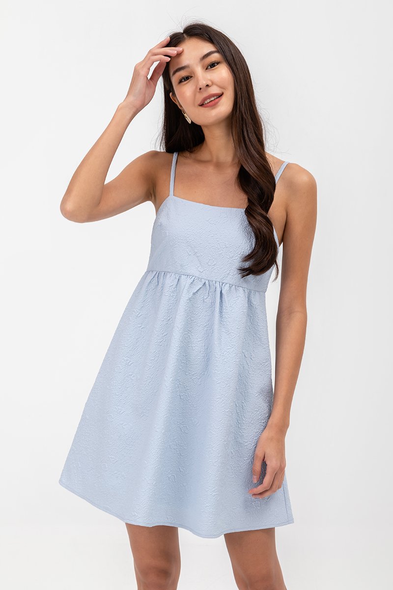 LANI TEXTURED FIT & FLARE MINI DRESS
