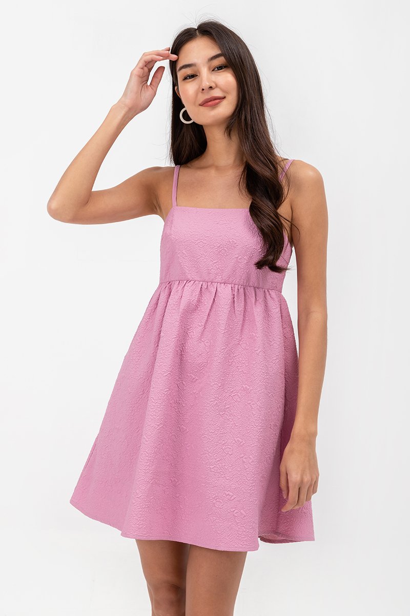 LANI TEXTURED FIT & FLARE MINI DRESS