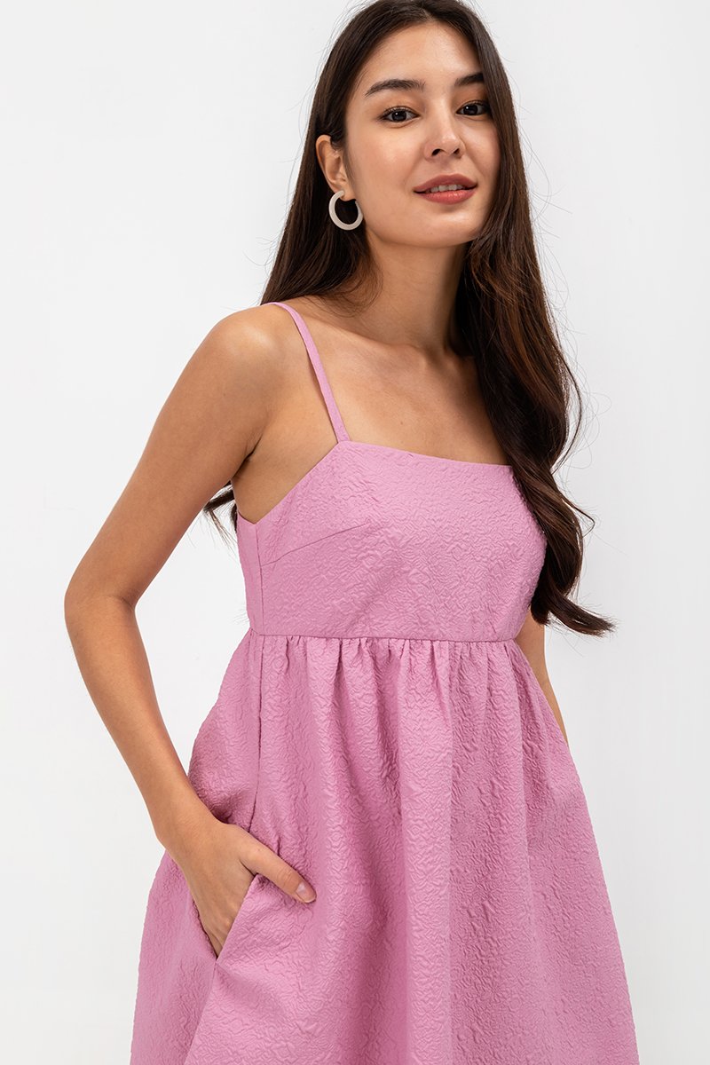 LANI TEXTURED FIT & FLARE MINI DRESS