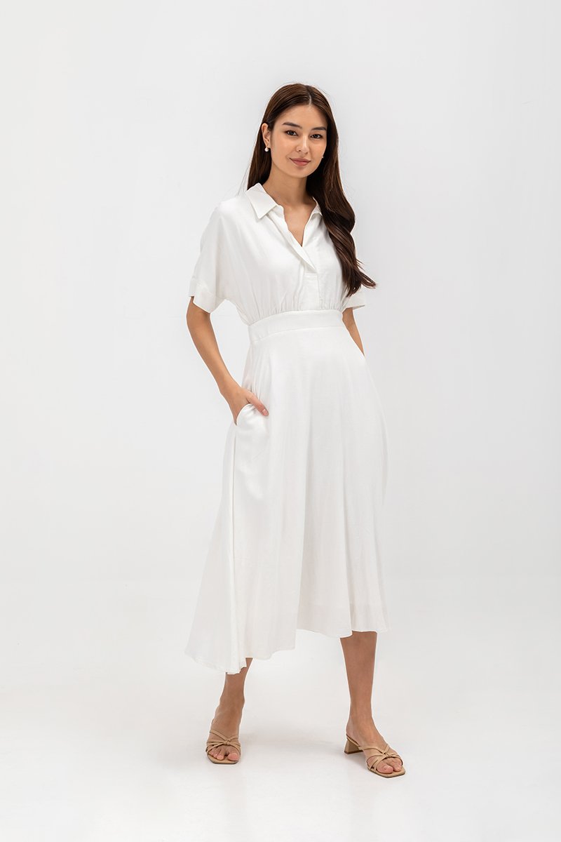 CLARIN FIT & FLARE COLLARED MAXI DRESS