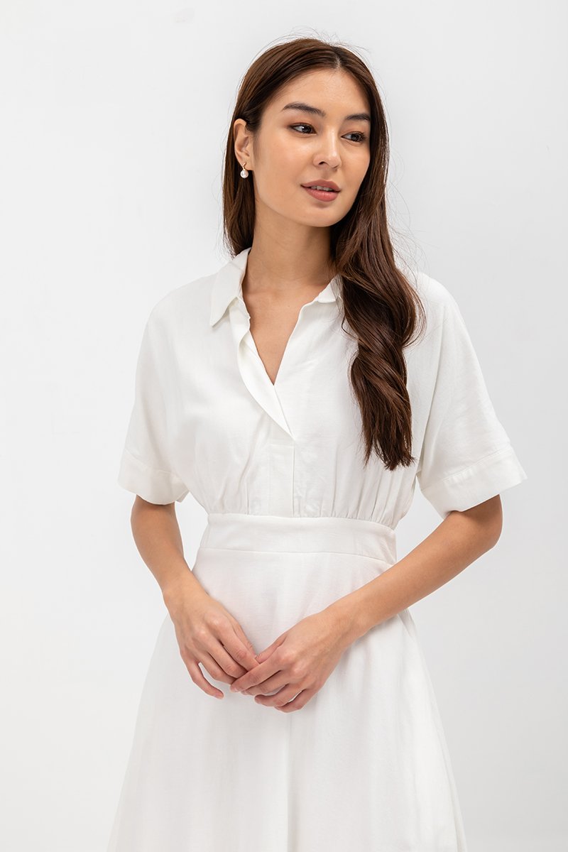 CLARIN FIT & FLARE COLLARED MAXI DRESS
