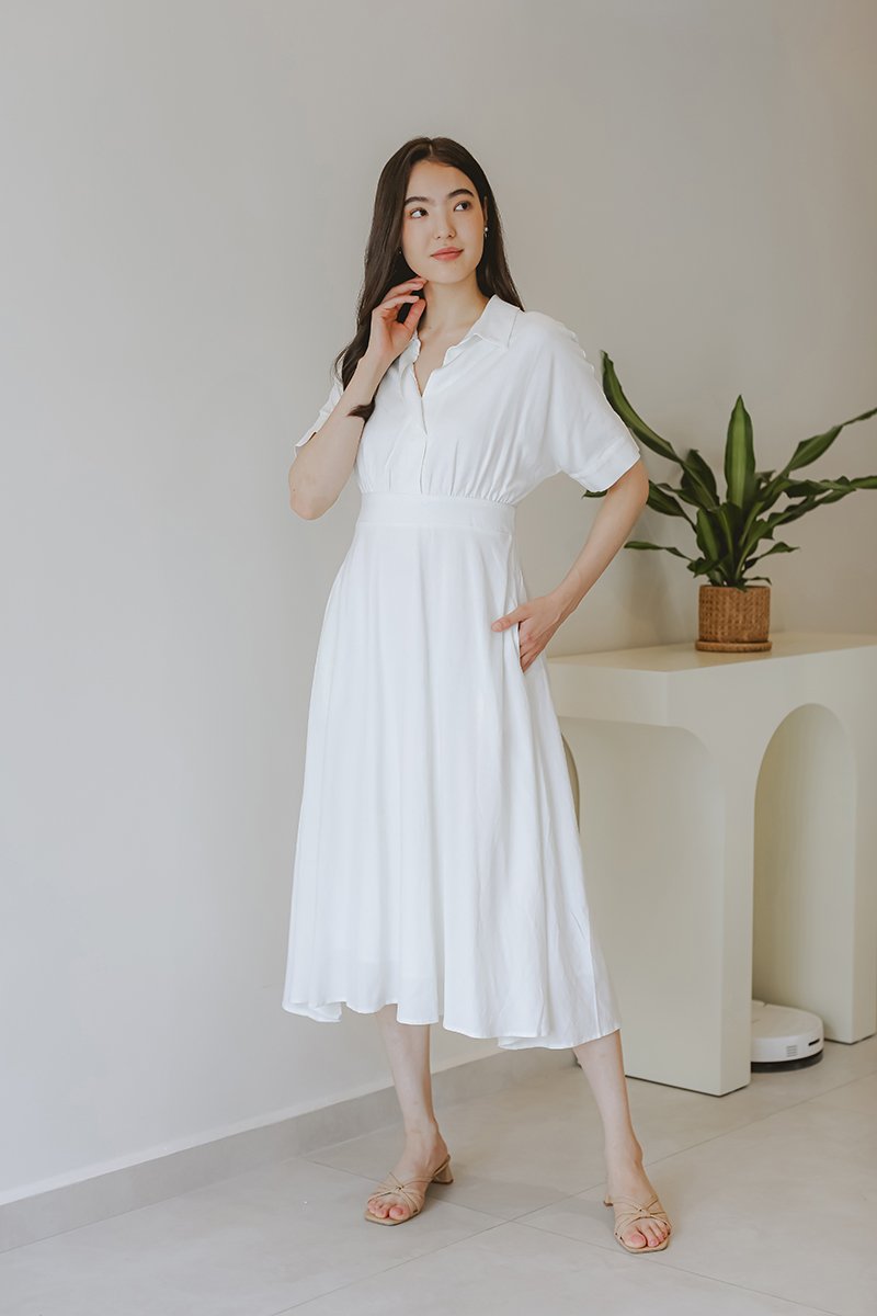 CLARIN FIT & FLARE COLLARED MAXI DRESS