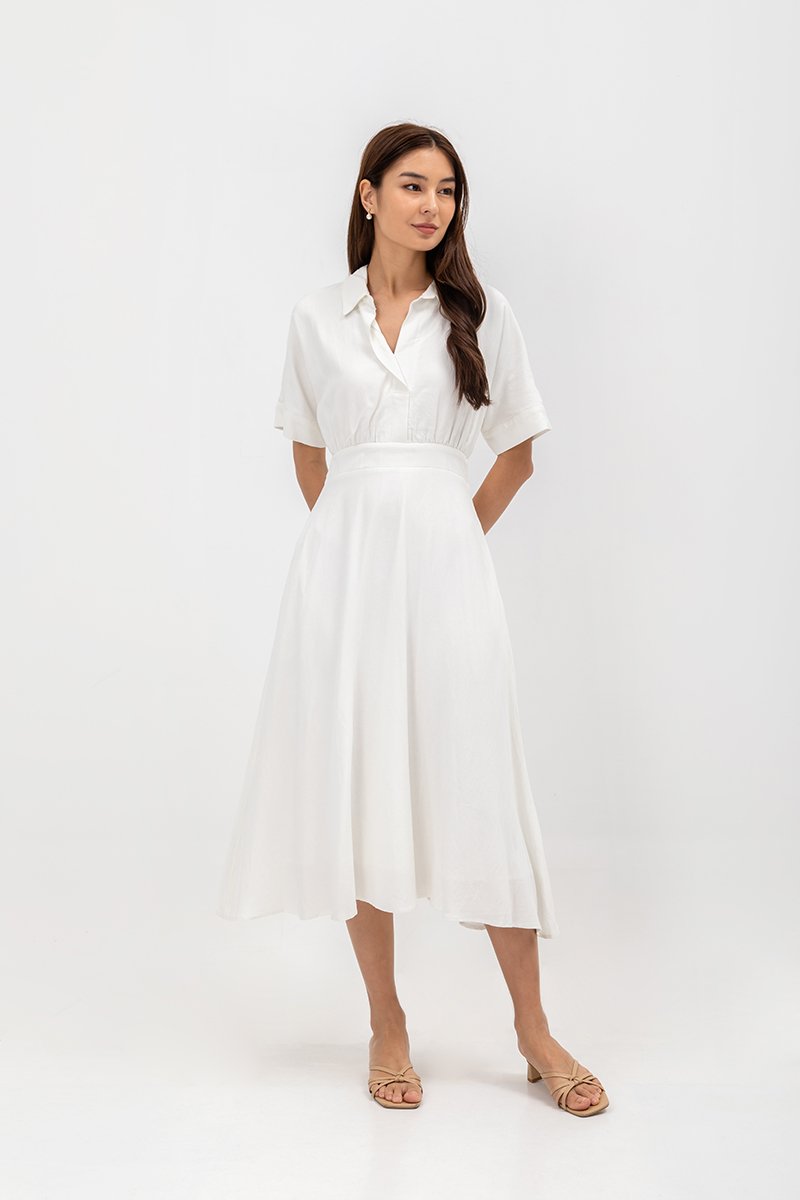 CLARIN FIT & FLARE COLLARED MAXI DRESS