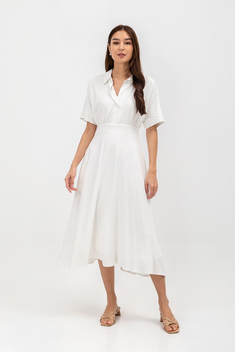 CLARIN FIT & FLARE COLLARED MAXI DRESS