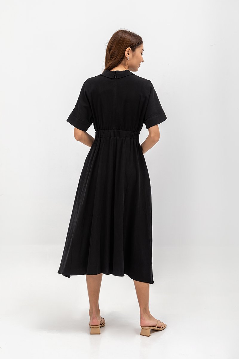 CLARIN FIT & FLARE COLLARED MAXI DRESS
