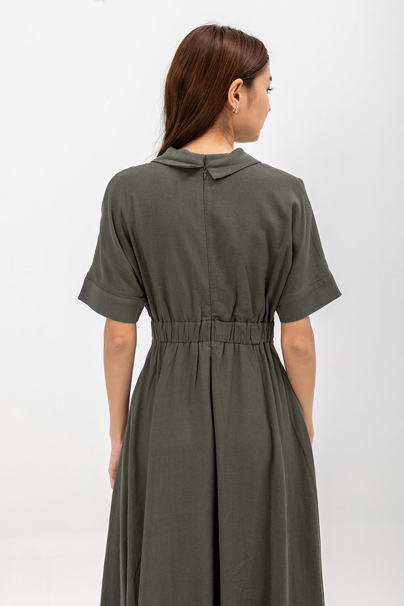 CLARIN FIT & FLARE COLLARED MAXI DRESS
