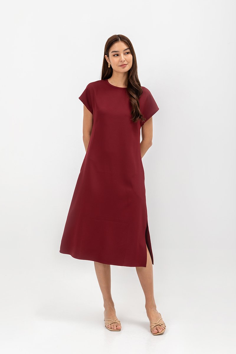 GEMMA CAP SLEEVE MIDI DRESS WITH SASH