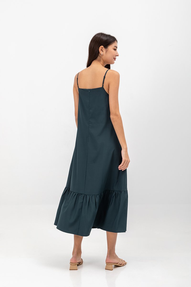 MAISIE FLOUNCE HEM V NECK MAXI DRESS W SASH