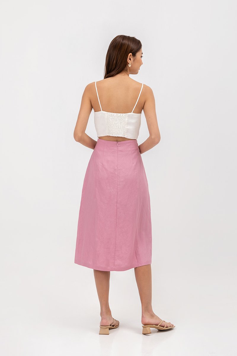 VALERIA LINEN MIDI SKIRT W SLIT