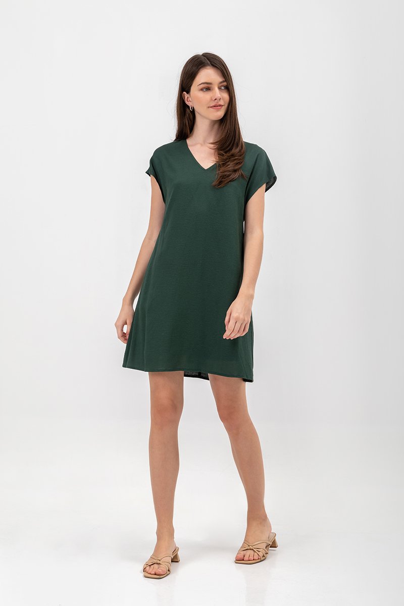 ZURI KAFTAN LINEN MINI DRESS W SASH
