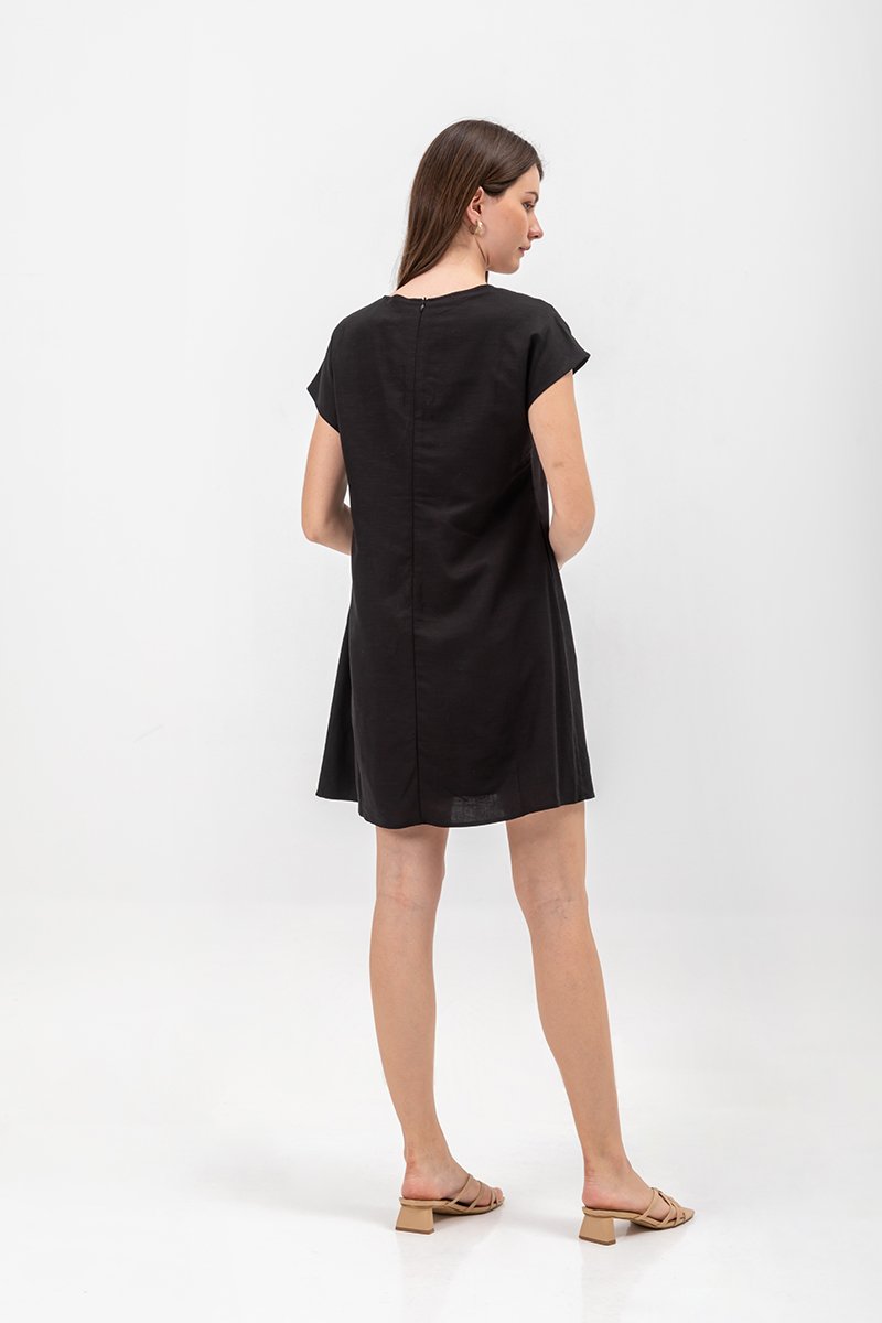 ZURI KAFTAN LINEN MINI DRESS W SASH