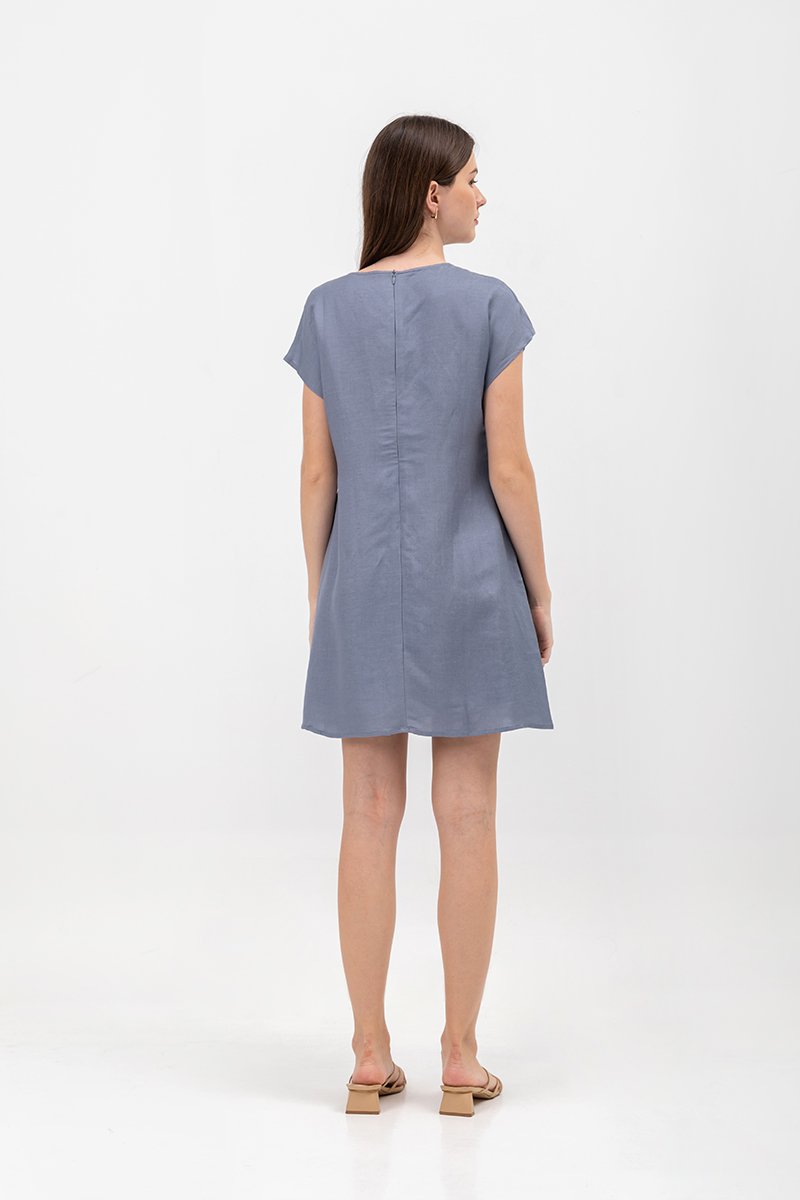 ZURI KAFTAN LINEN MINI DRESS W SASH