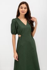 JOY WAIST CUT OUT LINEN MAXI DRESS
