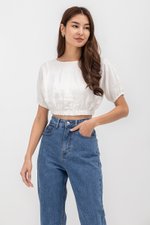 ALMA ELASTIC WAISTBAND LINEN CROP TOP