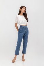 ALMA ELASTIC WAISTBAND LINEN CROP TOP