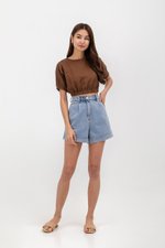 ALMA ELASTIC WAISTBAND LINEN CROP TOP