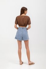 ALMA ELASTIC WAISTBAND LINEN CROP TOP