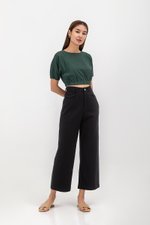 ALMA ELASTIC WAISTBAND LINEN CROP TOP