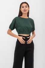 ALMA ELASTIC WAISTBAND LINEN CROP TOP