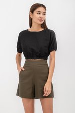 ALMA ELASTIC WAISTBAND LINEN CROP TOP
