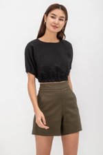 ALMA ELASTIC WAISTBAND LINEN CROP TOP