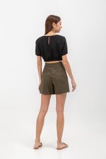 ALMA ELASTIC WAISTBAND LINEN CROP TOP