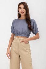 ALMA ELASTIC WAISTBAND LINEN CROP TOP